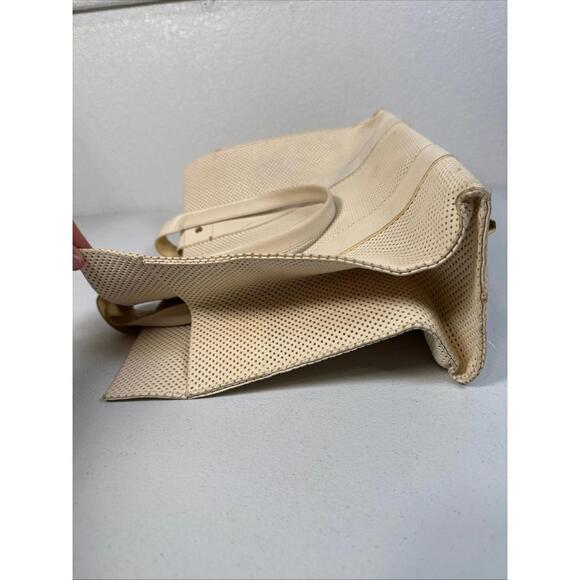 Clare V. Noemie Beige Perforated Handbag Tote with Stain - Picture 7 of 12